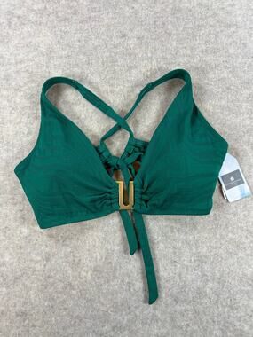 Everyday Sunday Green Ribbed Galapagos Bikini Top Swim Bora Bora Green Size 14